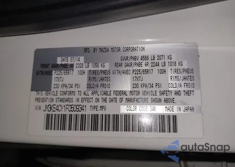 2015 Mazda Cx-5 Touring from USA, damaged, VIN JM3KE4CY1F0509341